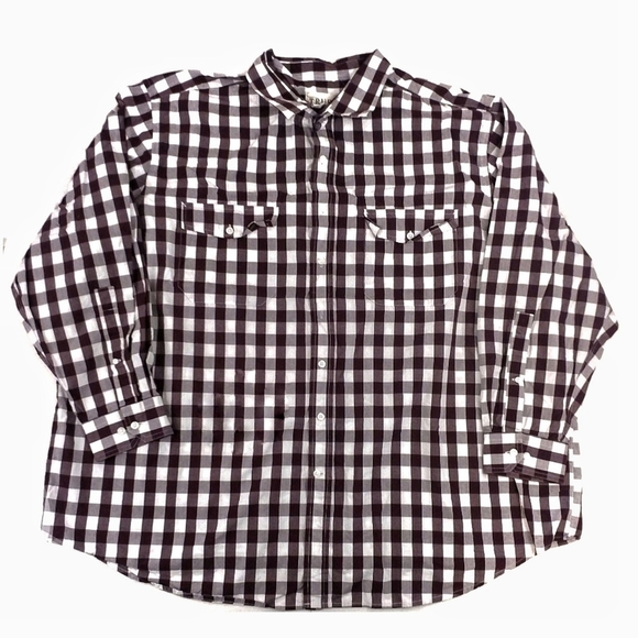 True Nation Mens Brown and white Plaid Button Down Big and Tall Size 4XL - Picture 3 of 9